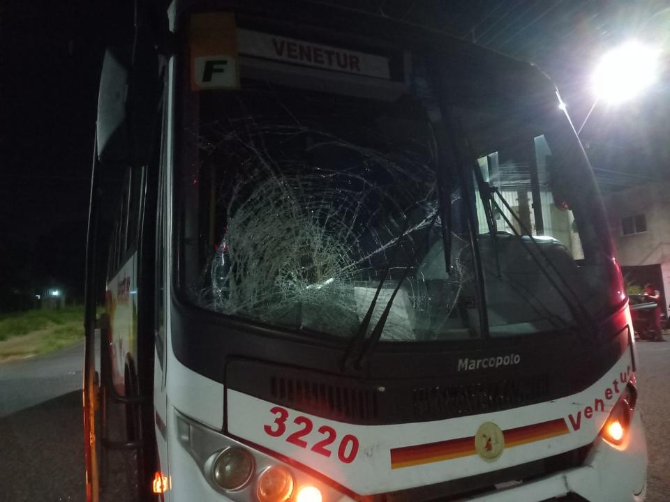 Foto 3 de 4 — Acidente entre carroça e ônibus fere 4 pessoas e mata cavalo no Distrito Industrial